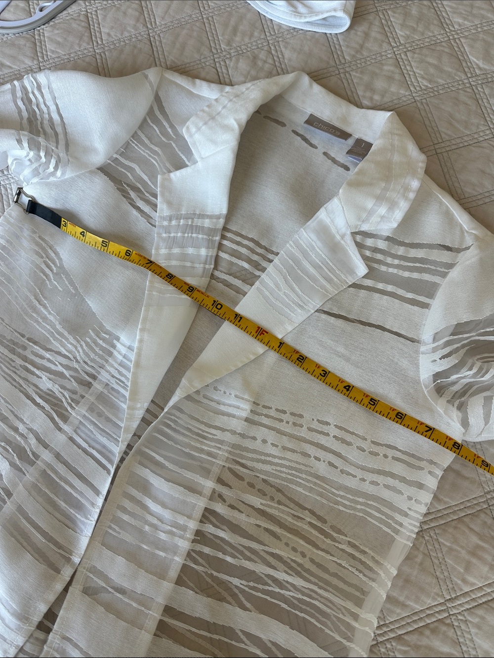 NEW Chico's Sheer Texture Open-Front Blazer - Picture 5 of 9